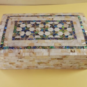 Handmade Wood Jewelry Box,  christmas gift. Egyptian Mother of pearl Inlaid Mosaic  Jewelry Box, Jewelery Storage, Wedding Gift.