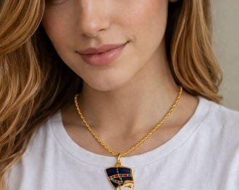 Egyptian Queen NEFERTITI Necklace.goolden pendant -  Jewelry - Egyptian  Necklace - Unique Egyptian Jewelry - Handmade in Egypt.