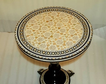 coffee & End Table .Egyptian Side Table, Round Table.Egyptian Mother of Pearl Table, , Mosaic Wooden Table, handmade table.