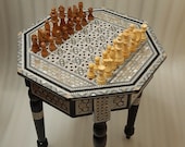 Gift . Gifts.Antique Chess Table Inlaid Mother of Pearl 16 quot A perfect Luxury Gift MADE IN EGYPT.