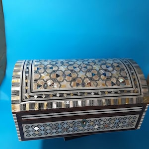 Handmade Wood Jewelry Box, Egyptian Mother of pearl Inlaid Mosaic Wooden Jewelry Box, Jewellery Storage, Wedding Gift, Trinket Box.