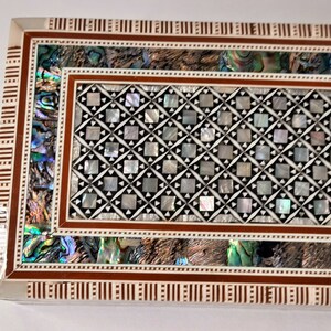 Mother of Pearl Jewelry Box . Gift For Her .Handmade Jewelry Box .Egyptian Inlaid Beech wood.GIFTS.