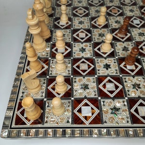 20.5 Inches Istanbul Chess Set Walnut - Mother of Pearl inlaid Chess B –  Craftsoy