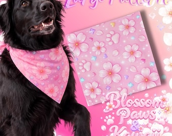 Blossom Paws & Kawaii Awws Large Pattern Pet Bandana