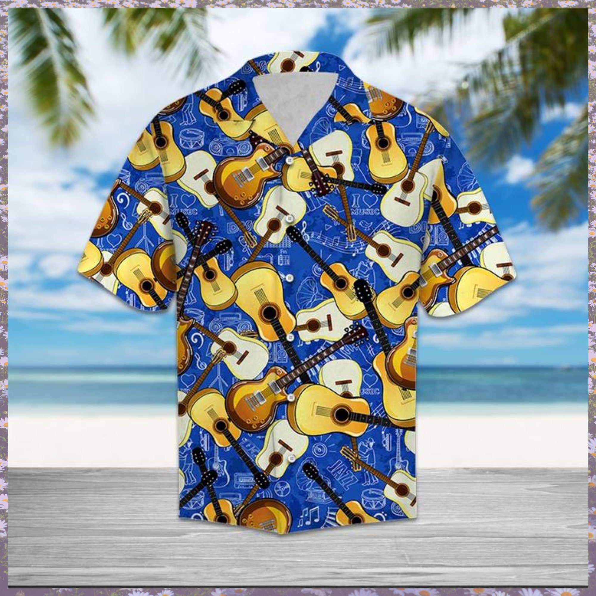 Guitar Music Pattern Hawaiian Shirt ShortSleeve Hawaiian Etsy