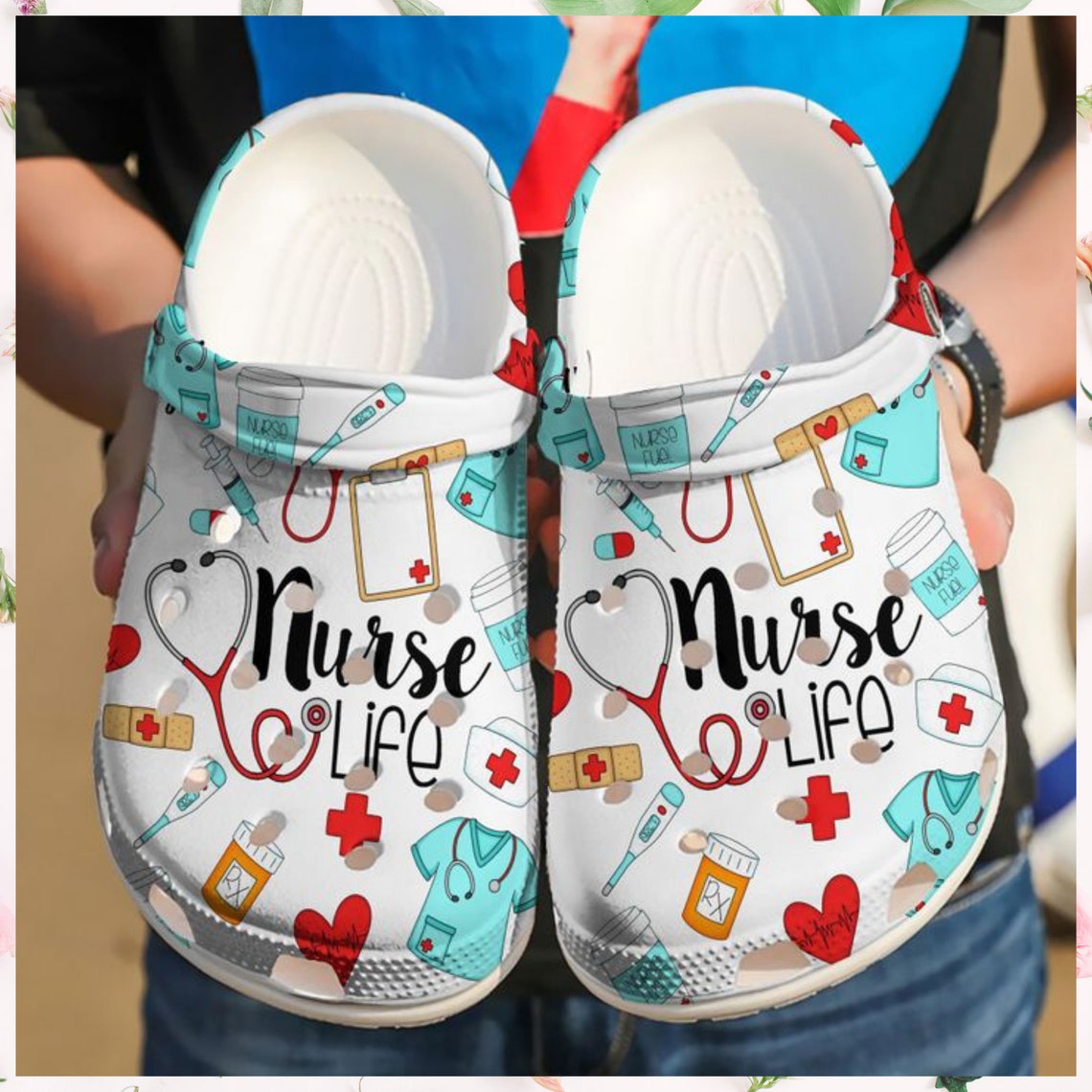 Nurse Life Watercolor Crocs Clog Comfortable For Mens And Etsy