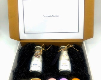 Premium Bath Salts Gift Box-Aromatherapy Bath Salts Gift-Relaxation- Pamper Gift- Skin Care -Spa Gift Box- Bath salts in Glass Bottles