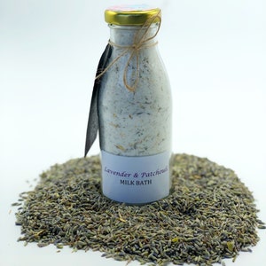 Baño de leche en remojo Baño de leche de coco en remojo Baño de leche de aromaterapia Baño nutritivo de leche de lavanda y pachulí Regalo para el cuidado de la piel Regalo de mimo-Spa imagen 3