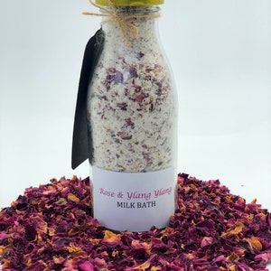 Milk Bath Soak-Coconut Milk Bath Soak-Aromatherapy Milk Bath- Healing Rose & Ylang Ylang Milk Bath-Skin Care - Spa Gift- Relax-Pamper Gift