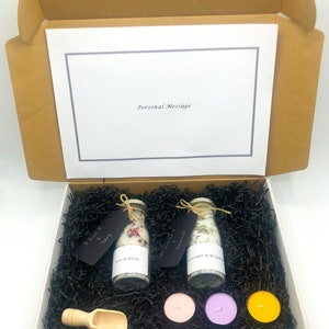 Premium Bath Salts Gift-Aromatherapy Bath Salts Gift Box-Relaxation-Pamper Gift- Skin Care -Spa Gift Box- Bath Salts in Glass Bottles Gift