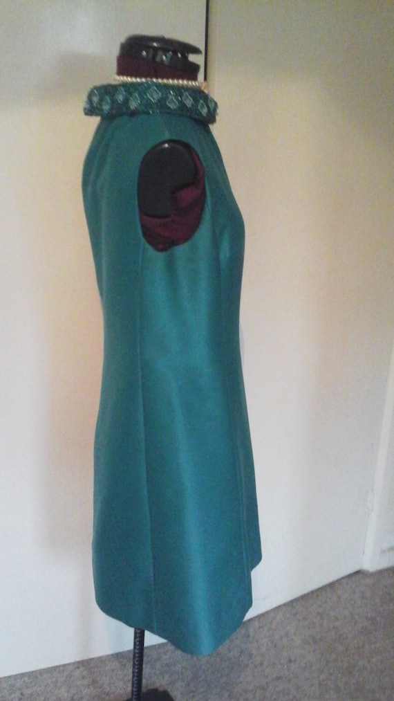 Vintage Petite Francaise Emerald Green 60's Dress… - image 3