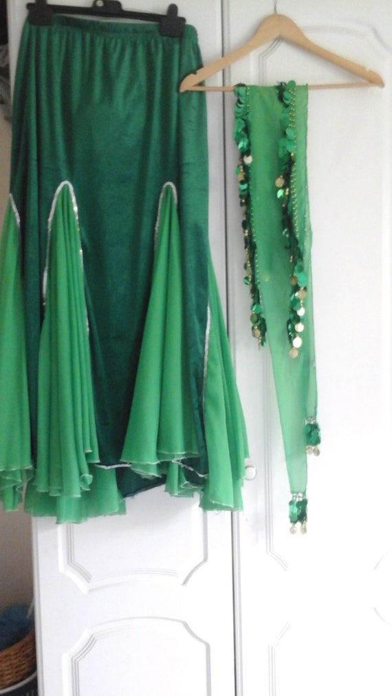 Stunning Green Velvet Belly Dance Set