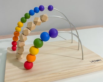 Rainbow abacus, sensory toy, Montessori toy, counting toy, pride family, rainbow toy, wooden toy, newborn gift, toddler toy,