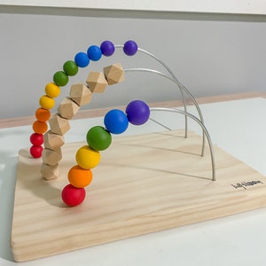 Rainbow abacus, sensory toy, Montessori toy, counting toy, pride family, rainbow toy, wooden toy, newborn gift, toddler toy,