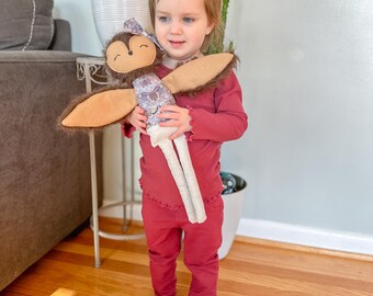 Owl stuffie, owl doll, butterfly theme, girls doll, owl plushie, baby shower gift, personalized gift, handmade doll, owl lover, babygirl,