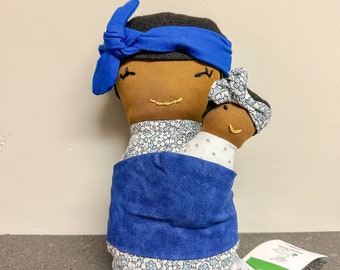 Babywearing Mama Doll with Rattle: Montessori Inspired Babydoll