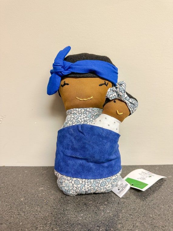 Babywearing Mama Doll with Rattle: Montessori Inspired Babydoll