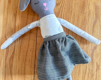 Handmade Bunny Doll: 16-Inch Plushie with Detachable Skirt