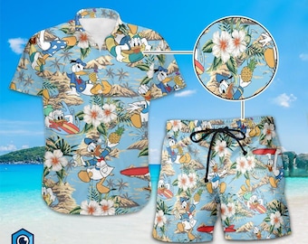 Chemise hawaïenne Donald Duck, chemise hawaïenne d'été Disneyland, chemise de plage d'été, tenue Disneytrip, chemise vacances en famille 2025