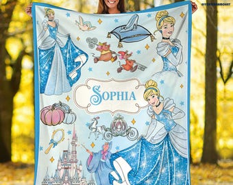 Personalized Cinderella Princess Blanket, Disneyland Princess Blanket, Fleece Blanket, Personalized Blanket, Magic Kingdom