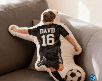 Personalized Soccer Player Pillow with Name & Number, Custom Soccer Ball Pillow, Sports Lover Gift, Soccer Fan Decor