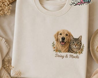 Camiseta personalizada bordada para perros a partir de una foto, sudadera con cuello redondo para mamás perrunas, camiseta personalizada con retrato de perro o gato, regalo para amantes de los animales