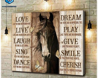 Love Live Laugh Horse Canvas Wall Art Home Decor Canvas Print