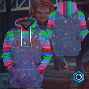 Chucky Full Over Print 3D Hoodie, Chucky Halloween Cosplay Shirt, Chucky Childs Play Horror Hoodie, Horror Movie Shirt, Chucky Doll Tee