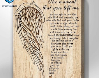 The Moment That You Left Me Angel Wings Canvas Wooden Style Wall Art Wall Decor Living Home Decor