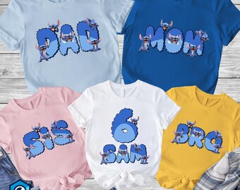 Personalized Name Age Lilo & Stitch Birthday T-Shirt, Custom Disneyland Stitch Angel Lilo Birthday Comfort Colors Tee Disneyland Family Trip