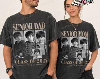 Camiseta para mamás graduadas 2027, camiseta personalizada con foto de la promoción de 2027, regalo para papás orgullosos de su graduación, camisetas de graduación para mamás graduadas