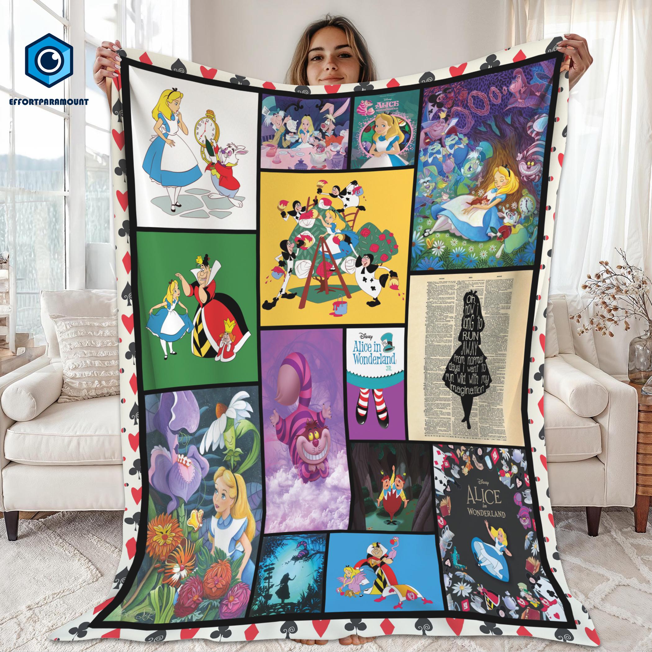 Discover Alice In Wonderland Fleece Blanket, Alice Cheshire Cat Blanket, Alice In Wonderland Characters Blanket