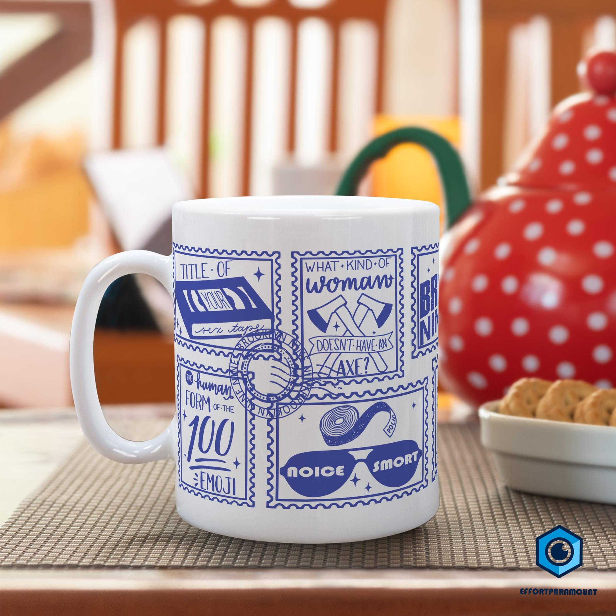 Brooklyn 99 Kaffeetasse – New York Police Nine Nine Precinct, Weiß Mit Schwarzem Rand & Griff, 0,33 L