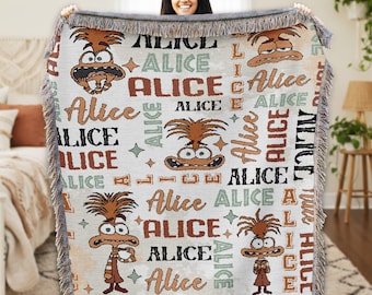 Couverture tissée à l'envers personnalisée pour l'anxiété, couverture à l'envers, couverture avec nom personnalisé, Pixar à l'envers, couverture Disneyland à l'envers
