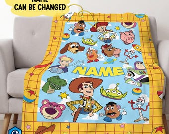 Personalized Toy Story Blanket | Custom Name Toy Story Fleece Blanket | Woody Buzz Lightyear Blanket | Birthday Gift | Custom Name Blanket