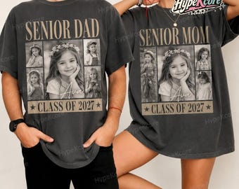Camisetas Comfort Colors® personalizadas con foto vintage para padres y madres de graduados de 2027, camisetas para familias orgullosas de graduados, regalos de graduación de la clase de 2027