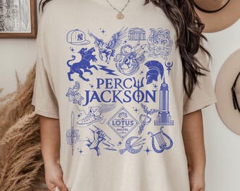 Camiseta con dibujo de Percy Jackson y los Dioses del Olimpo, Campamento Mestizo, Sudadera con capucha de Percy Jackson, Camiseta literaria de Rick Riordan, Héroes del Olimpo