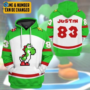 Custom Yoshi Halloween Cosplay Hoodie, Yoshi Costume Shirts, Super Mario Hoodie, Video Games Merch, Mario Bros Shirt, Halloween Costume