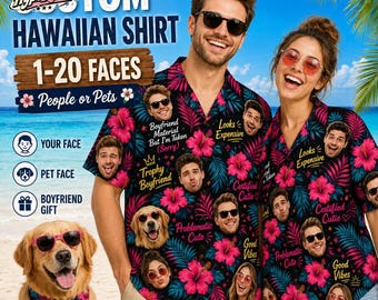 Custom Girlfriend Hawaiian Shirt, Personalized Face Shirt With Photos, Custom Photo Tropical Shirt, Funny Gift For Her, Funny Couple Shirts