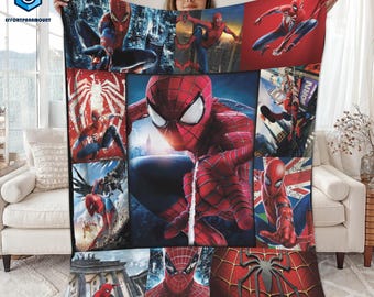 Spiderman Blanket, SpiderMan Blanket Quilt Gift For Fans, Avengers Super Hero Blanket, Superhero Christmas Gift For Kids