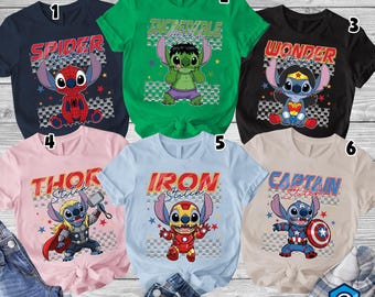 Superhero Stitch T-shirt, Super Stitch Shirt, Superhero Birthday shirt, Disneyland Vacation Shirt, Avengers Family Tee, Stitch Lover Shirt
