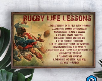 Rugby Poster Rugby Players Rugby Life Lessons Vintage Style Wall Art Home Decor Poster Print