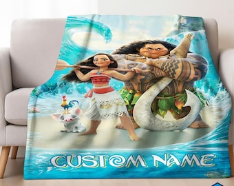 Custom Name Moana Maui Blanket, Moana 2 Movie Blanket, Disneyland Moana Blanket, Moana Princess Blanket, Blanket Birthday Gifts