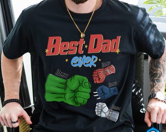 Custom Avengers Fist Bump Best Dad Ever Shirt, Super Heroes Dad Shirt, Super Dad Shirt, Best Dad Ever T-shirt, Fathers Day Gift