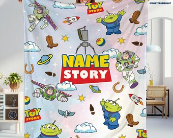 Personalized Toy Story Fleece Blanket, Disneyland Blanket, Home Decor, Toy Story Characters Blanket, Buzz Lightyear, Personalized Blanket