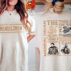 Camiseta Comfort Colors con infografía de The Mandalorian a doble cara, camiseta vintage de The Mandalorian, camiseta de personajes de Star Wars, camiseta pirata de The Mandalorian de los 90 imagen 2