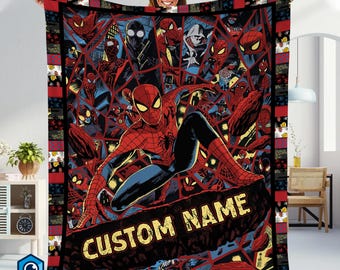 Personalized Superhero Blanket | Spiderman Fleece Blanket | Spiderman Birthday Theme Party | Spiderman Blanket for Kids