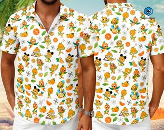 Orange Bird Hawaiian Shirt, Disneyland Epcot Festival 2025 Shirt, Orange Bird Disneytrip Shirt, Button Up Shirt, Family Summer Trip Shirt