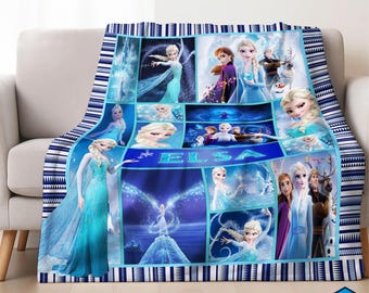 Personalized Frozen Movie Blanket, Frozen Elsa Anna Olaf DisneyWorld Blanket, Christmas Gift, Cartoon Fleece Blanket, Cartoon Quilt