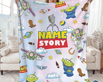 Personalized Toy Story Fleece Blanket, Disneyland Blanket, Home Decor, Toy Story Characters Blanket, Buzz Lightyear, Personalized Blanket